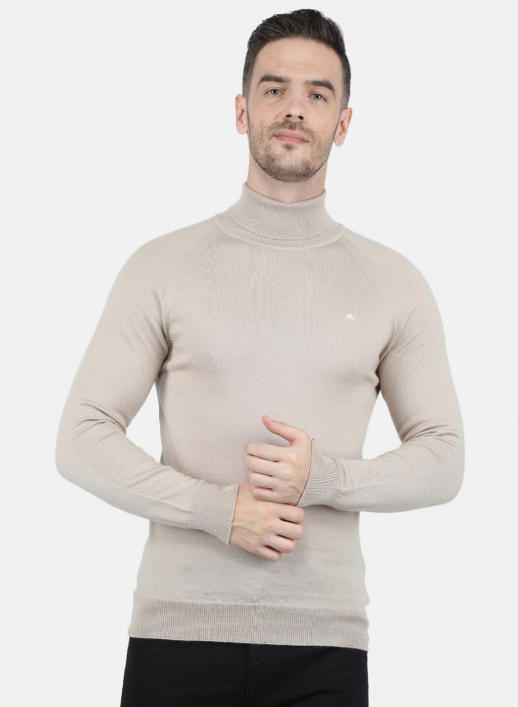 Monte Carlo Pure Cashmere Turtleneck Buy Men Beige Solid Pullover