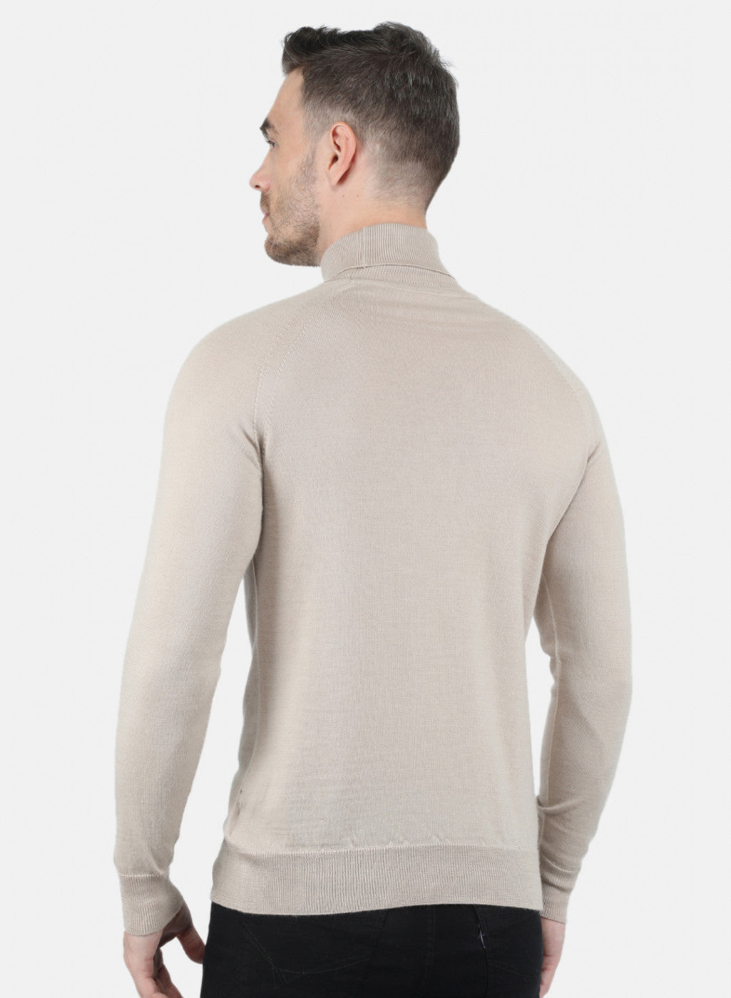 Men Beige Solid Pullover