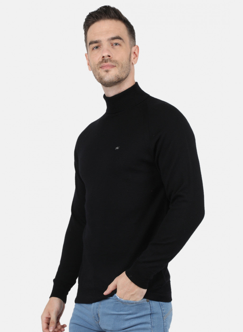 Men Black Solid Pullover