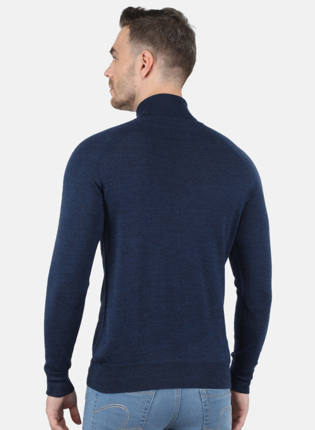 Men NAvy Blue Solid Pullover