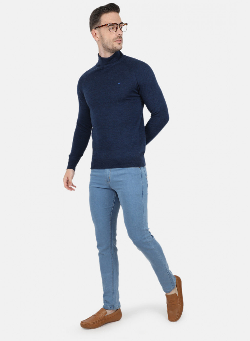 Men NAvy Blue Solid Pullover