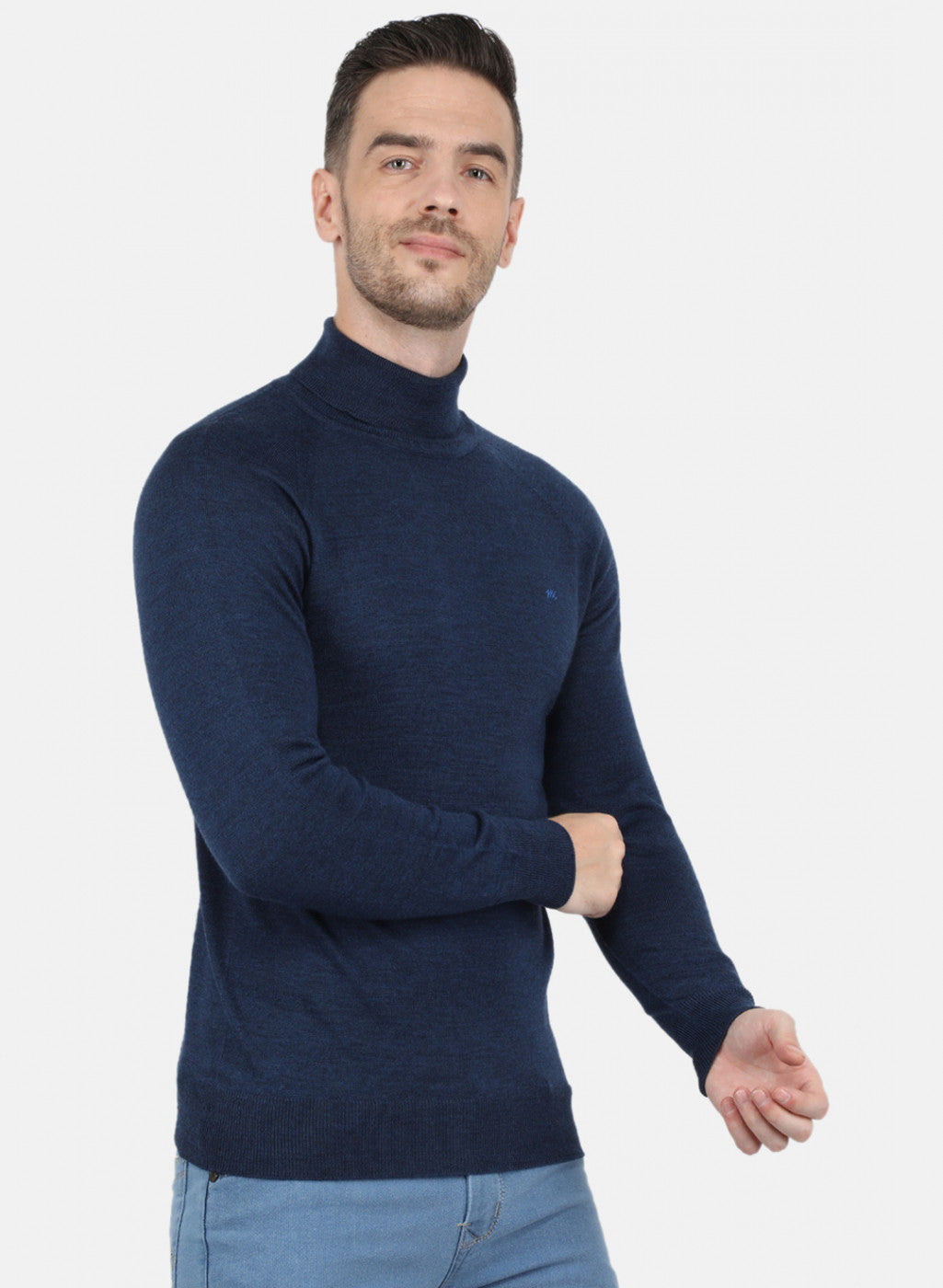 Men NAvy Blue Solid Pullover