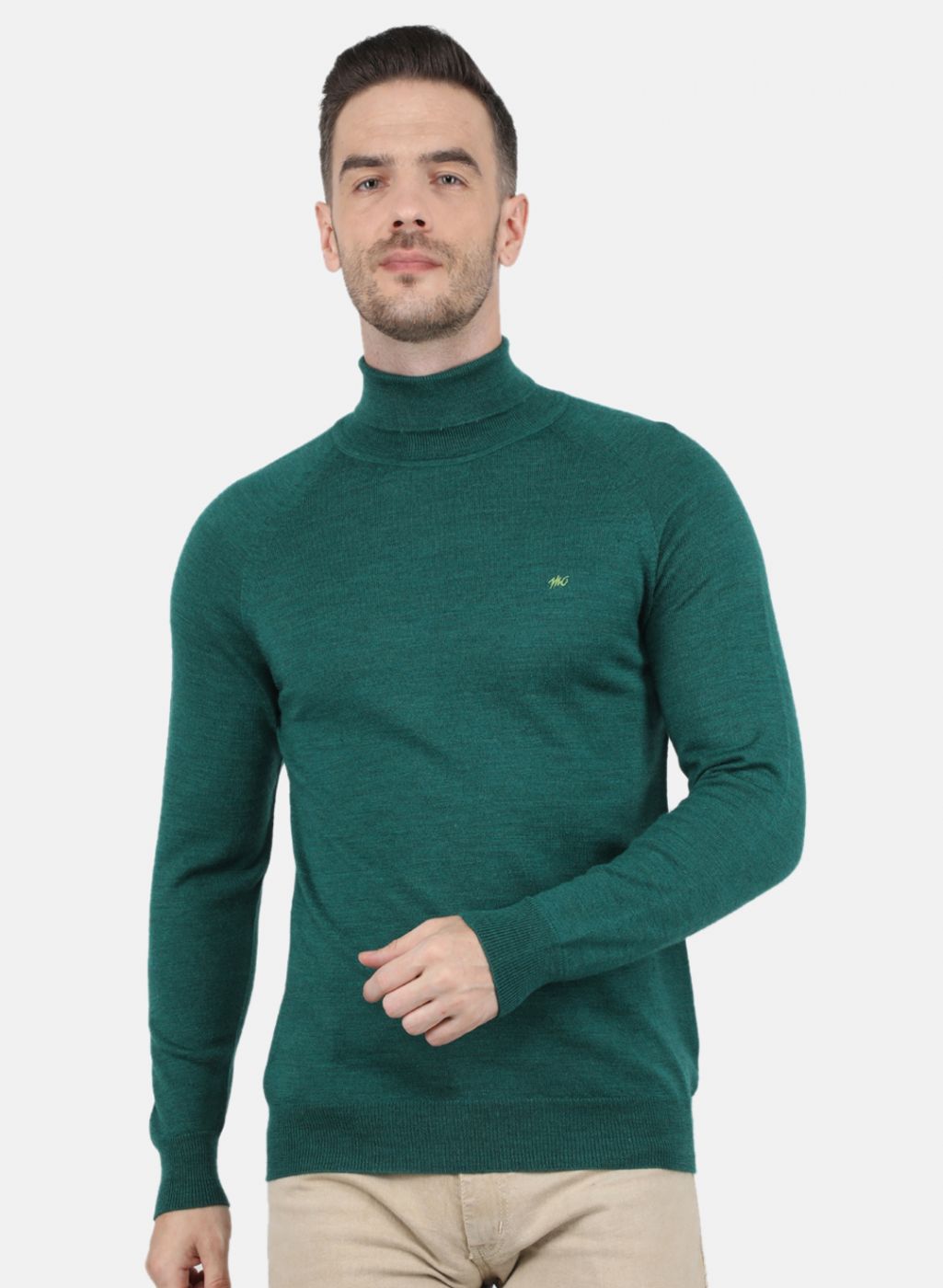 Men Green Solid Pullover