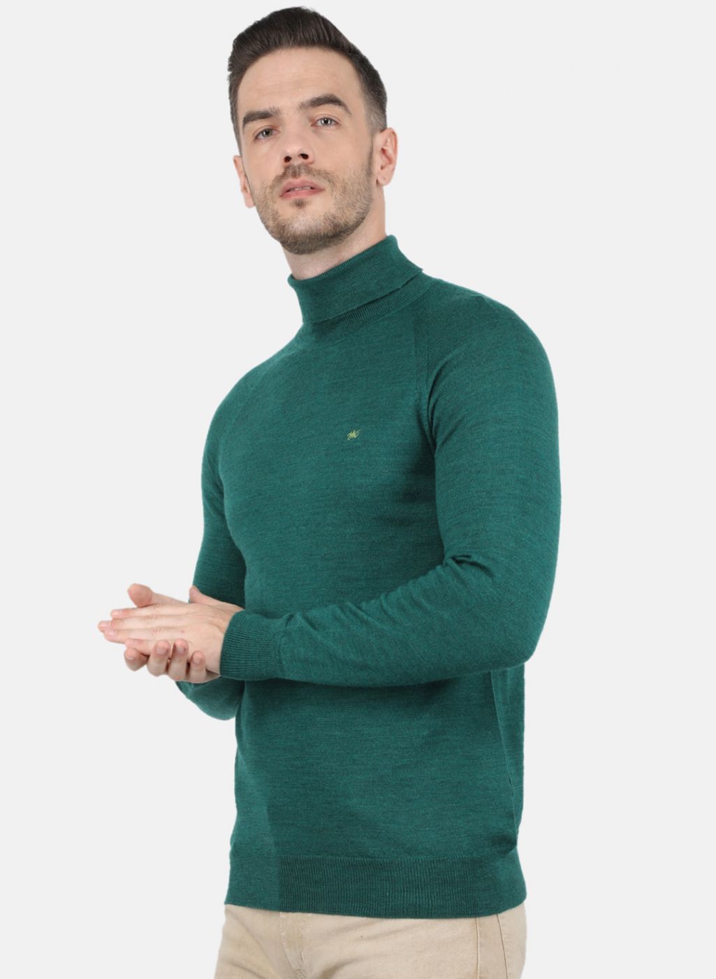 Men Green Solid Pullover