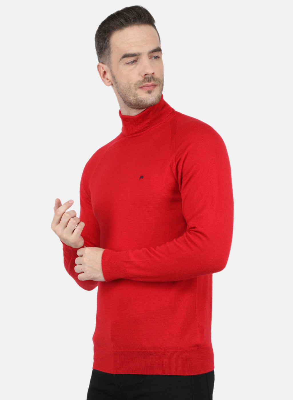 Men Red Solid Pullover
