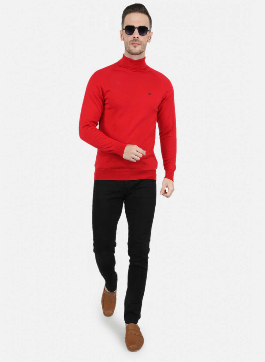 Men Red Solid Pullover