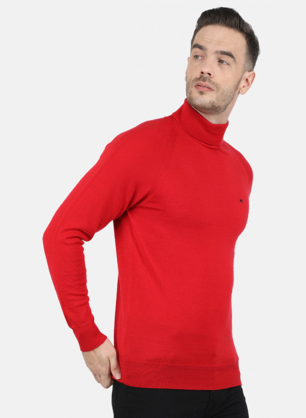 Men Red Solid Pullover