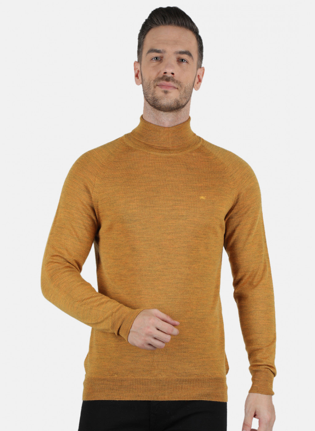 Men Gold Solid Pullover