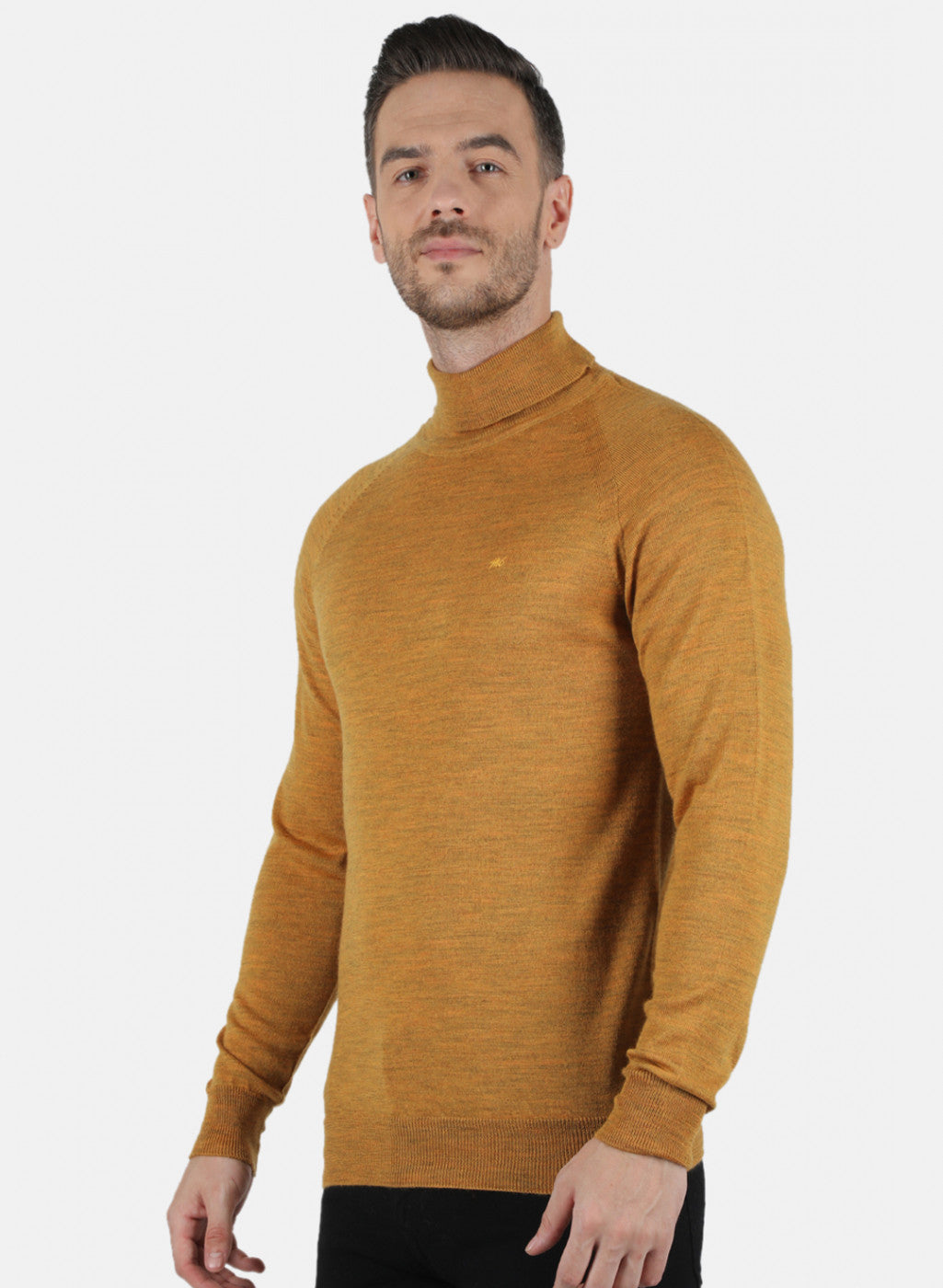 Men Gold Solid Pullover