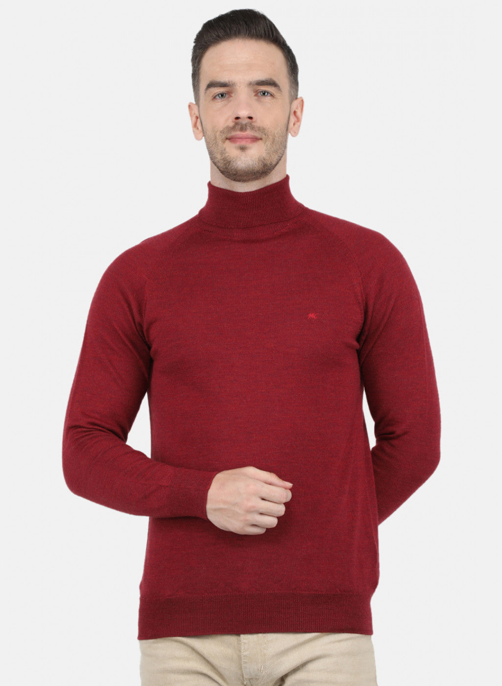 Men Maroon Solid Pullover