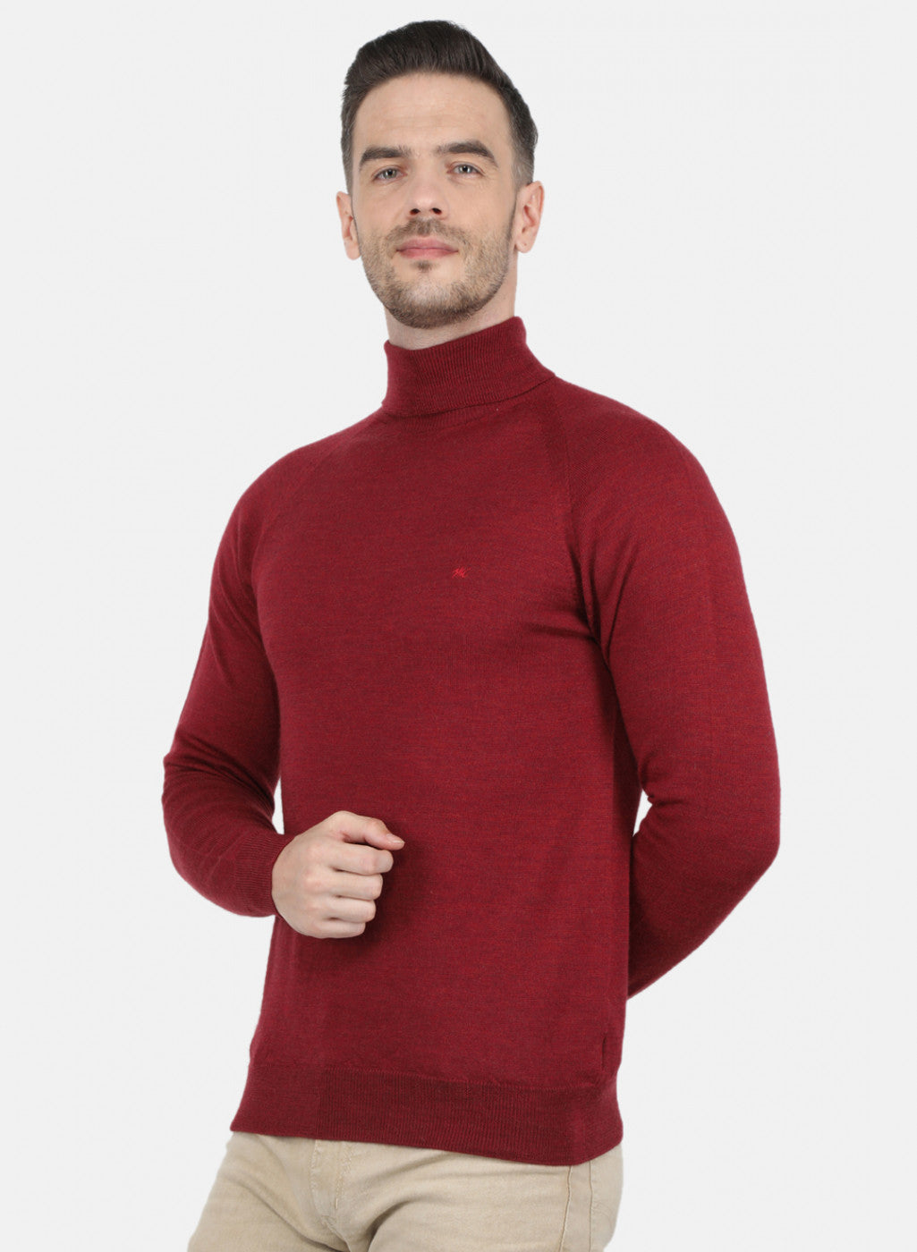 Men Maroon Solid Pullover