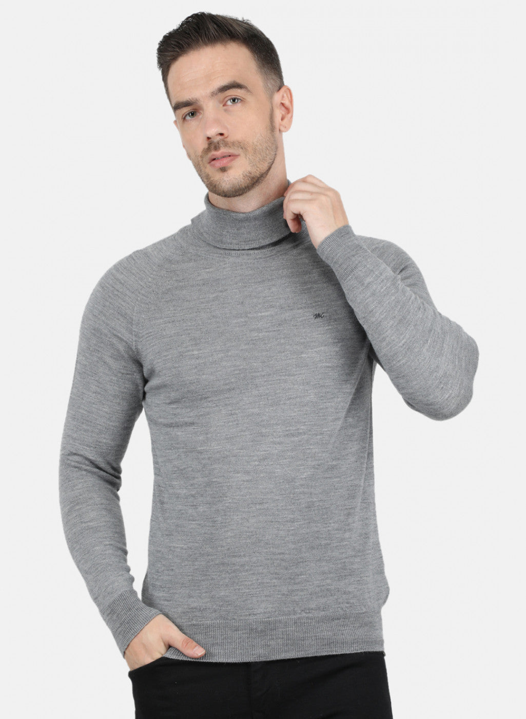 Men Grey Solid Pullover