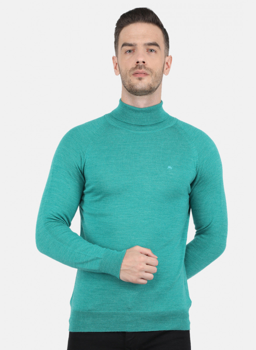 Men Green Solid Pullover