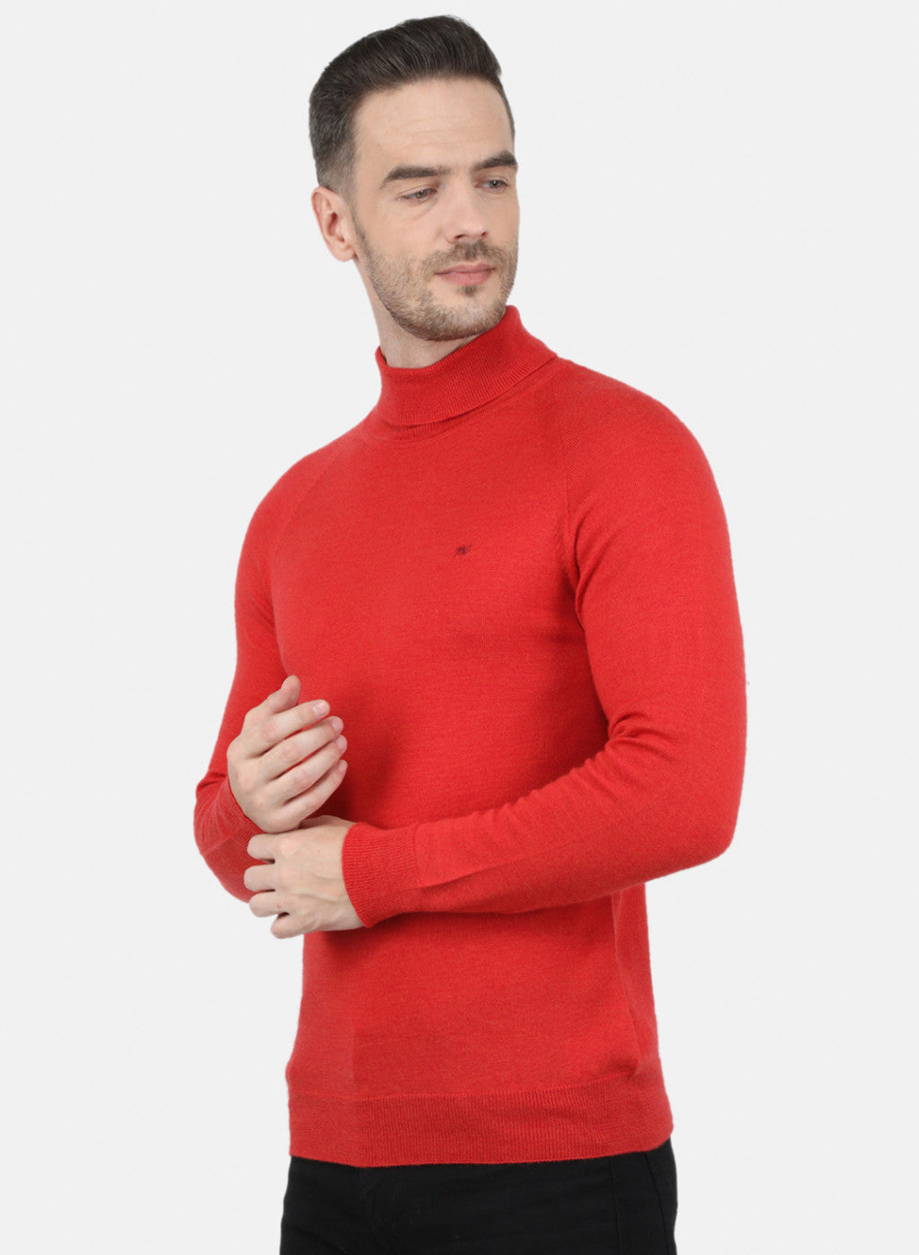 Men Red Solid Pullover
