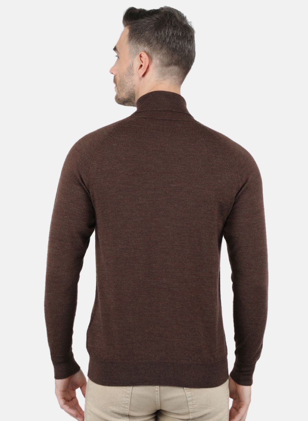Men Brown Solid Pullover