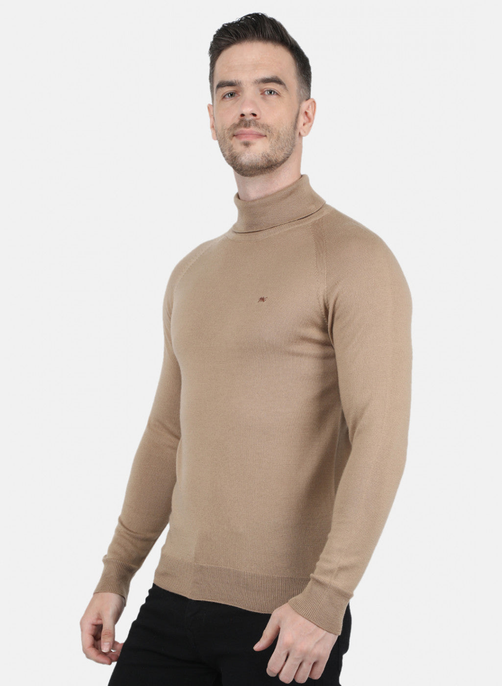 Men Beige Solid Pullover