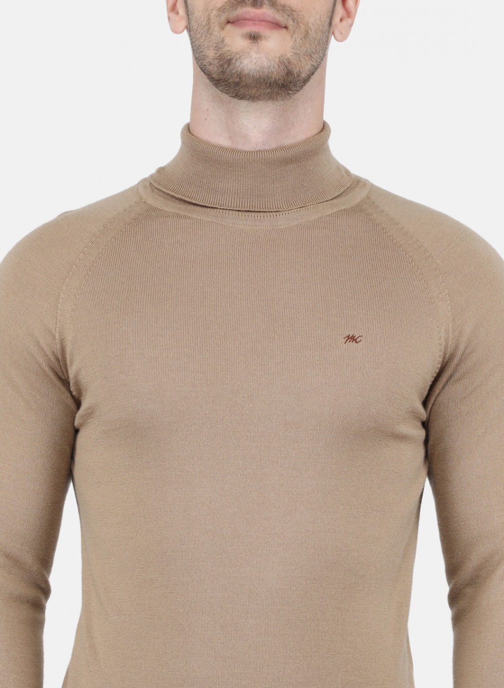 Men Beige Solid Pullover