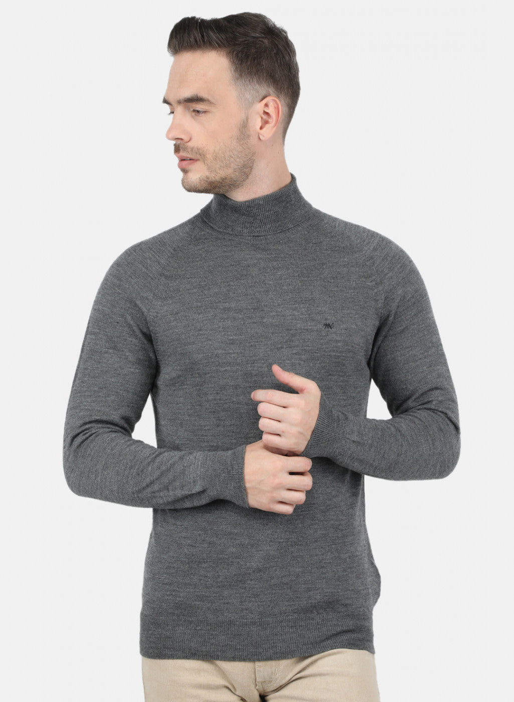 Men Grey Solid Pullover