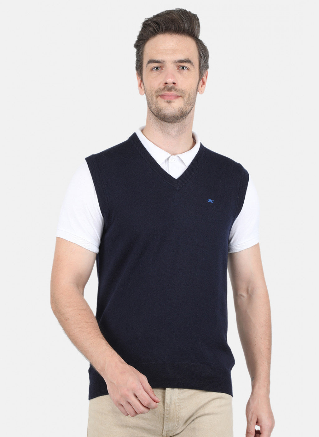 Men NAvy Blue Solid Sweater