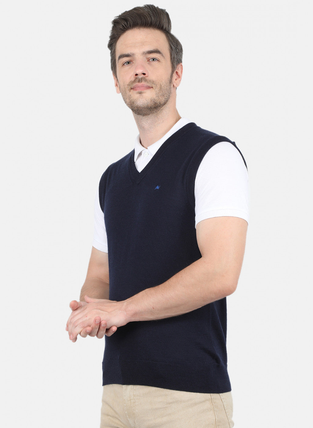 Men NAvy Blue Solid Sweater