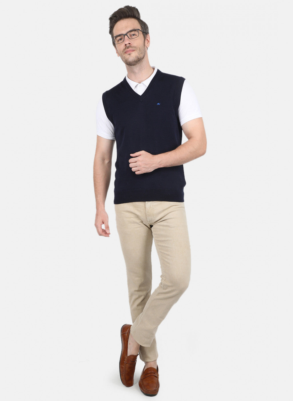 Men NAvy Blue Solid Sweater