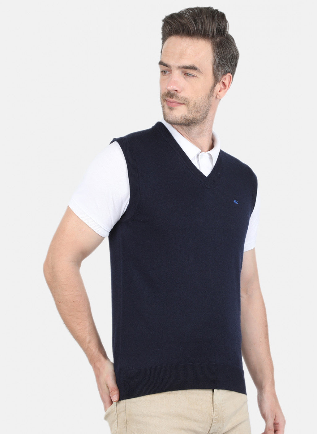 Men NAvy Blue Solid Sweater