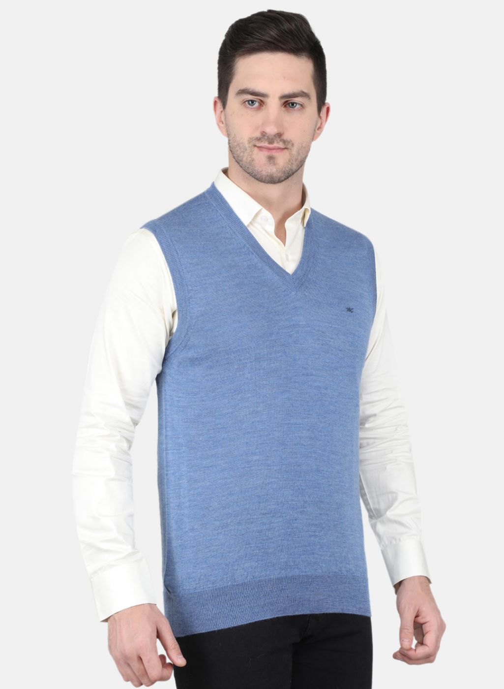 Men Blue Solid Sweater