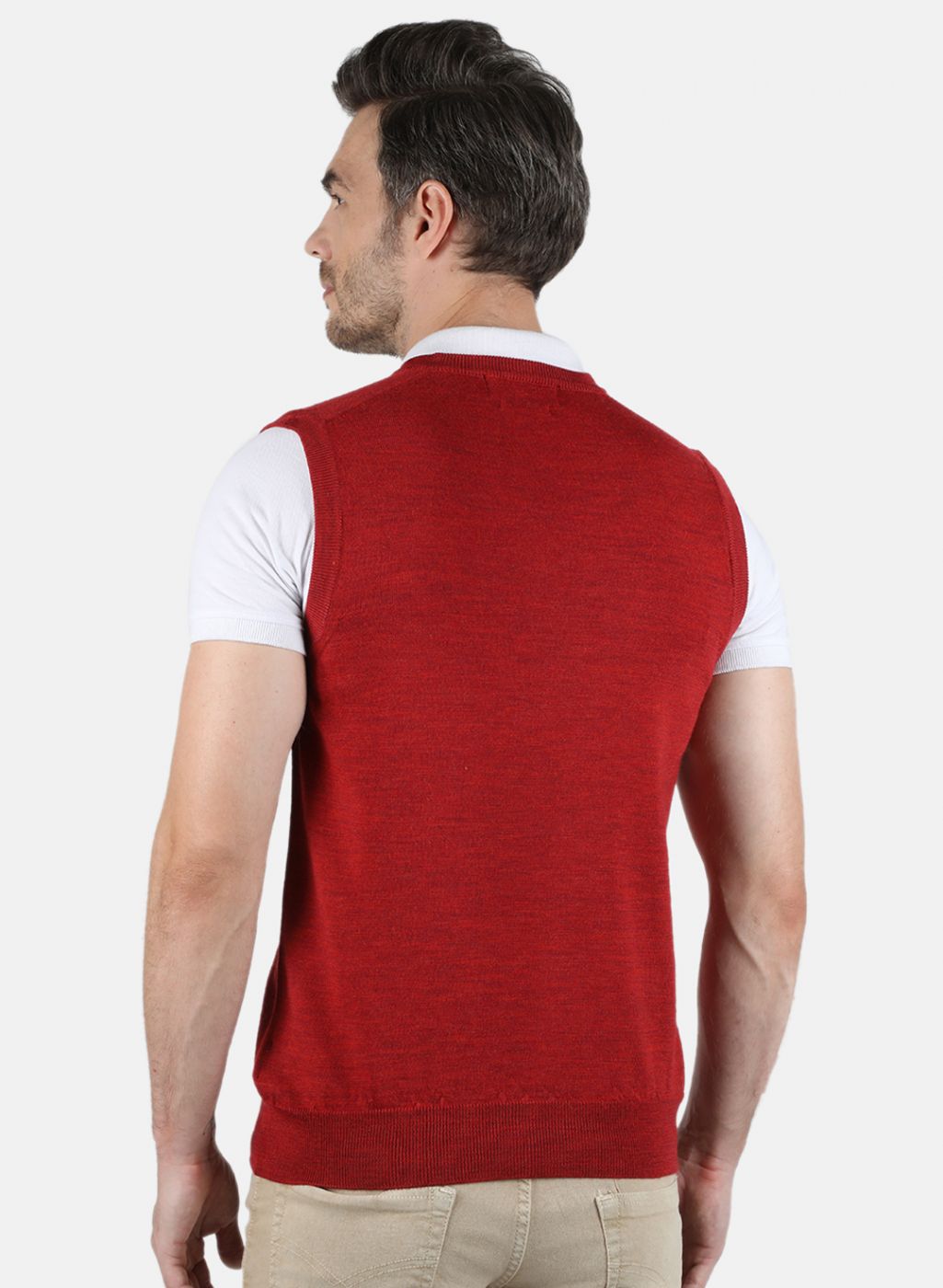 Men Red Solid Sweater