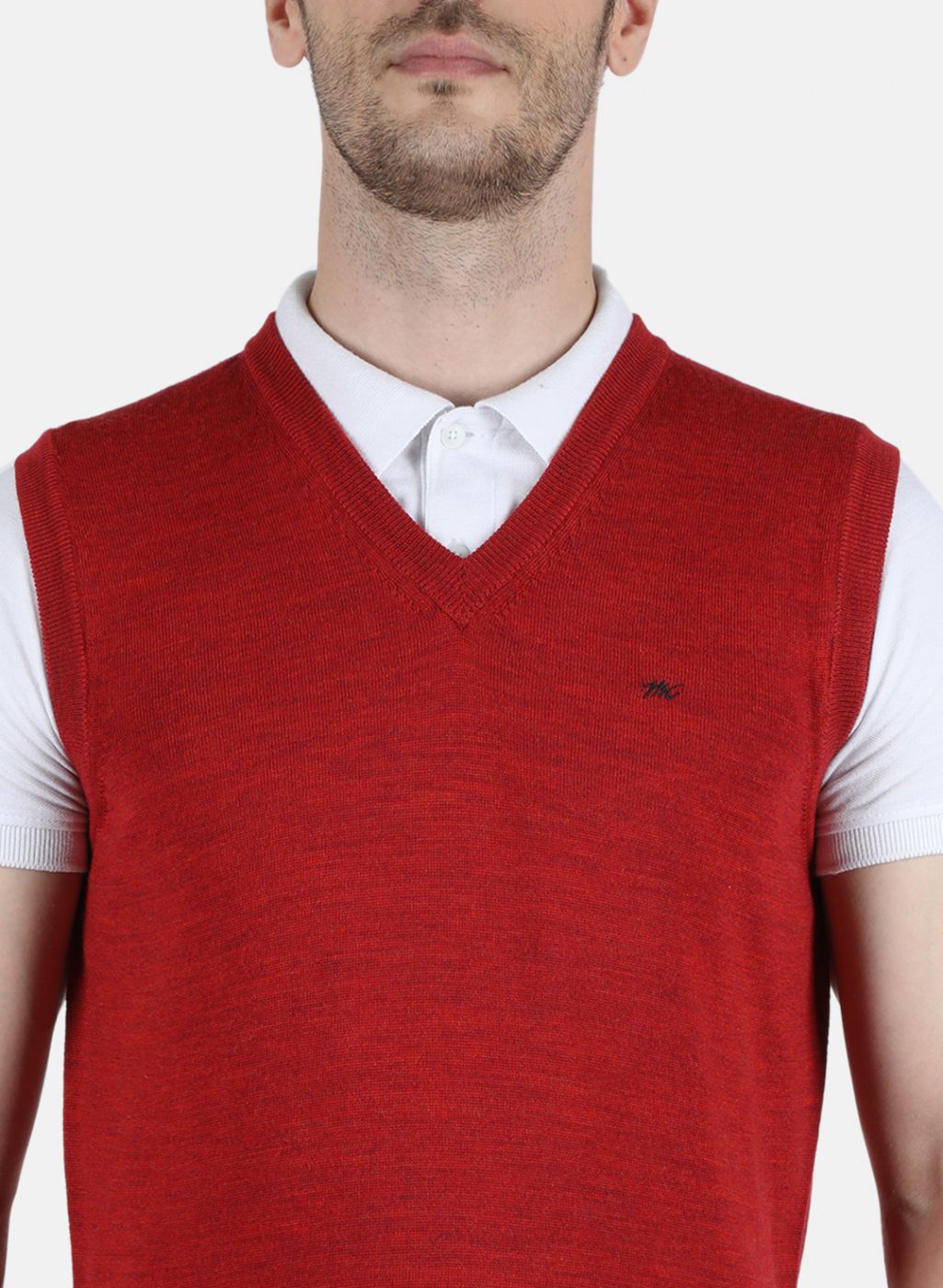 Men Red Solid Sweater
