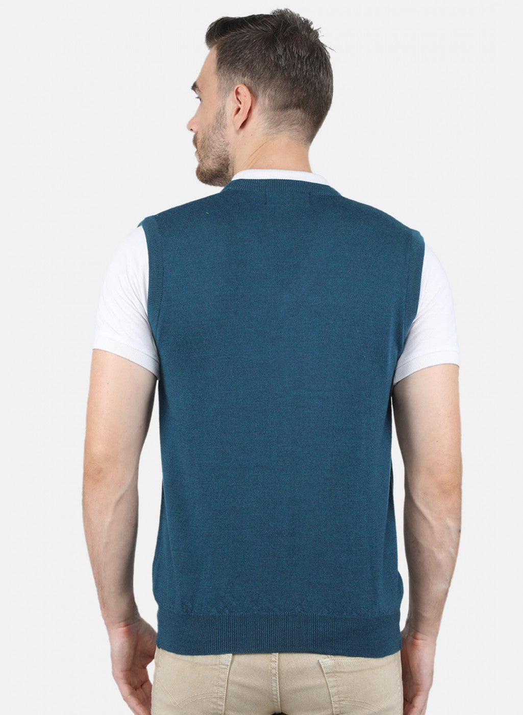 Men Blue Solid Sweater
