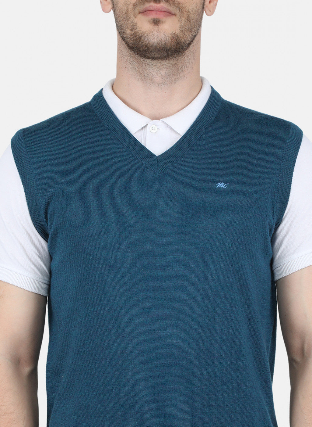 Men Blue Solid Sweater
