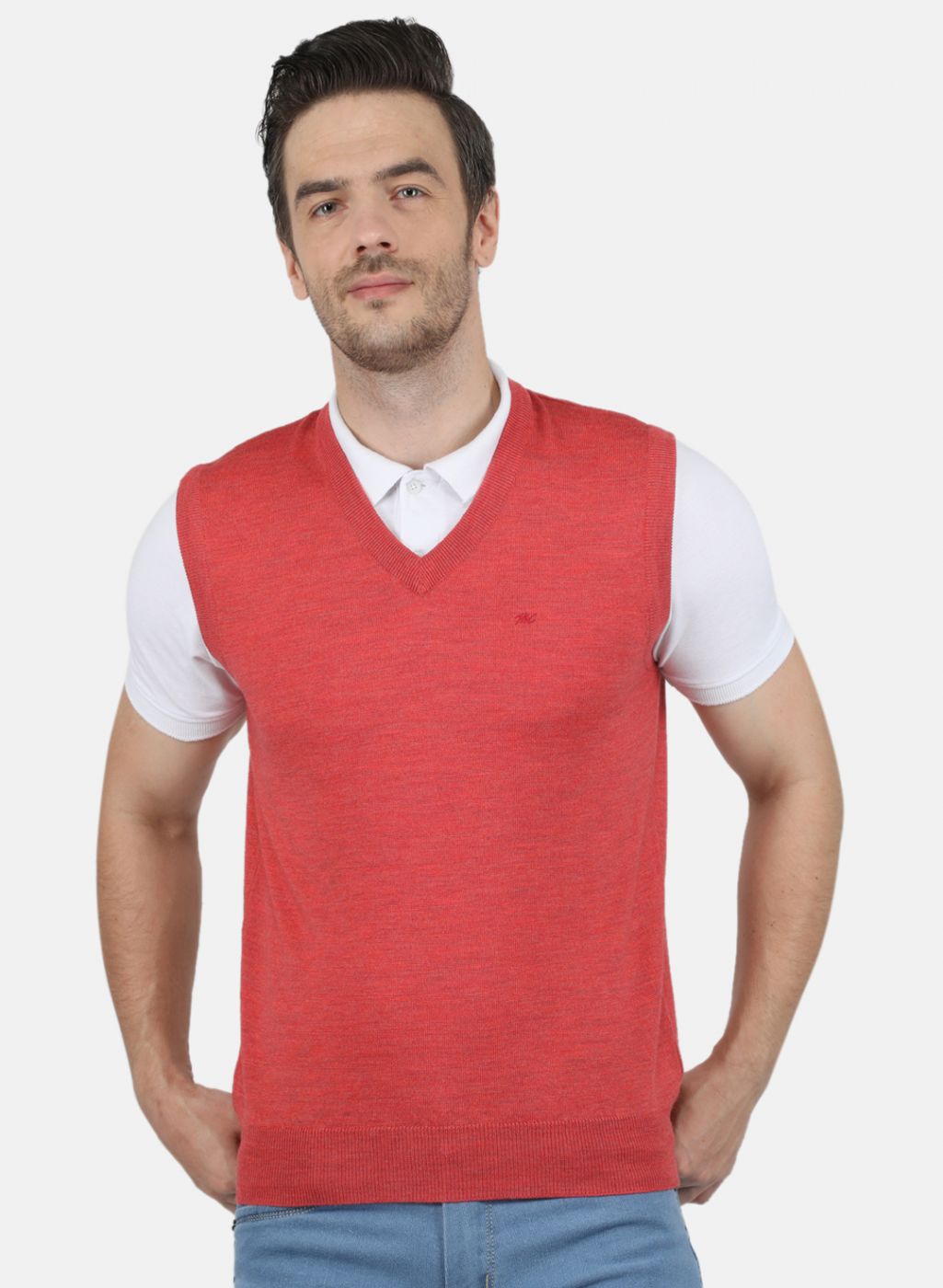 Men Red Solid Sweater