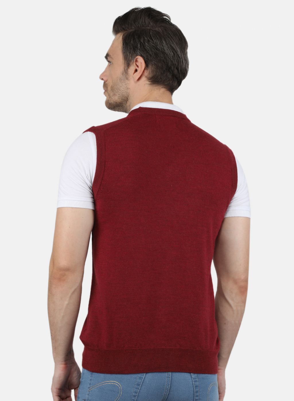 Men Maroon Solid Sweater