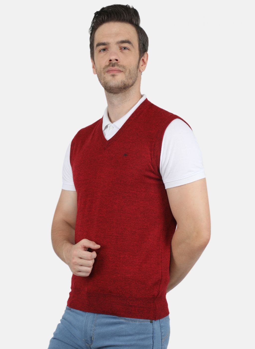 Men Red Solid Sweater