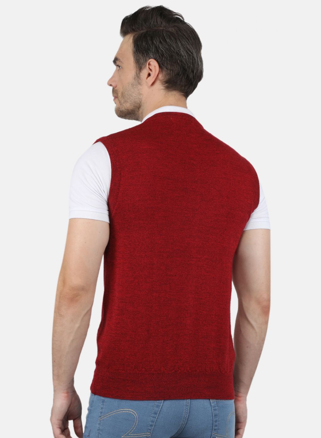 Men Red Solid Sweater