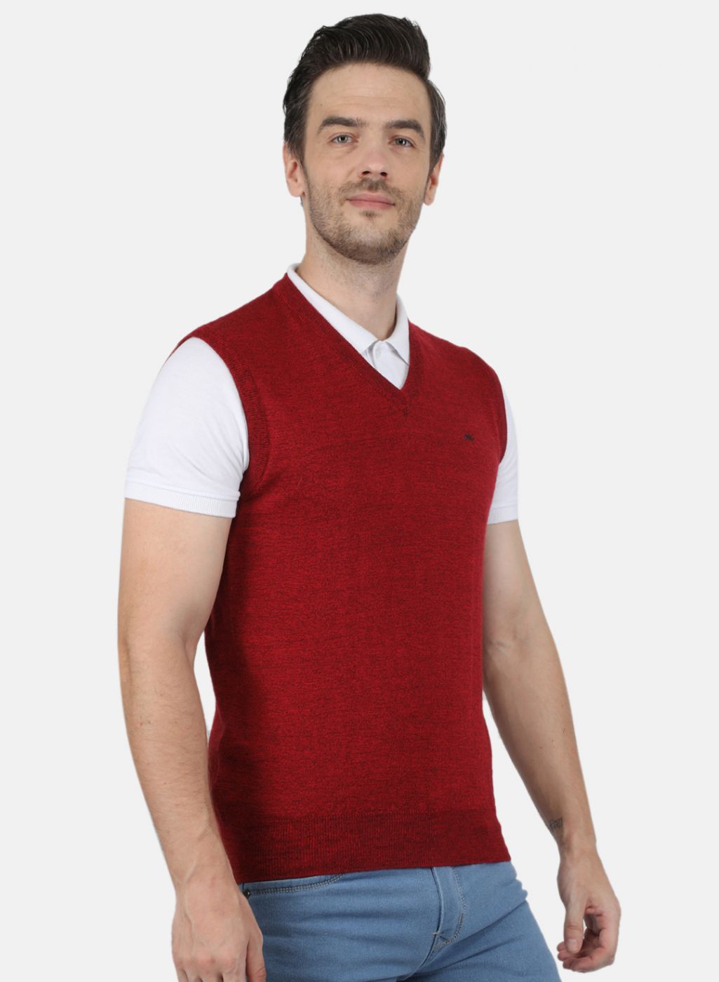Men Red Solid Sweater