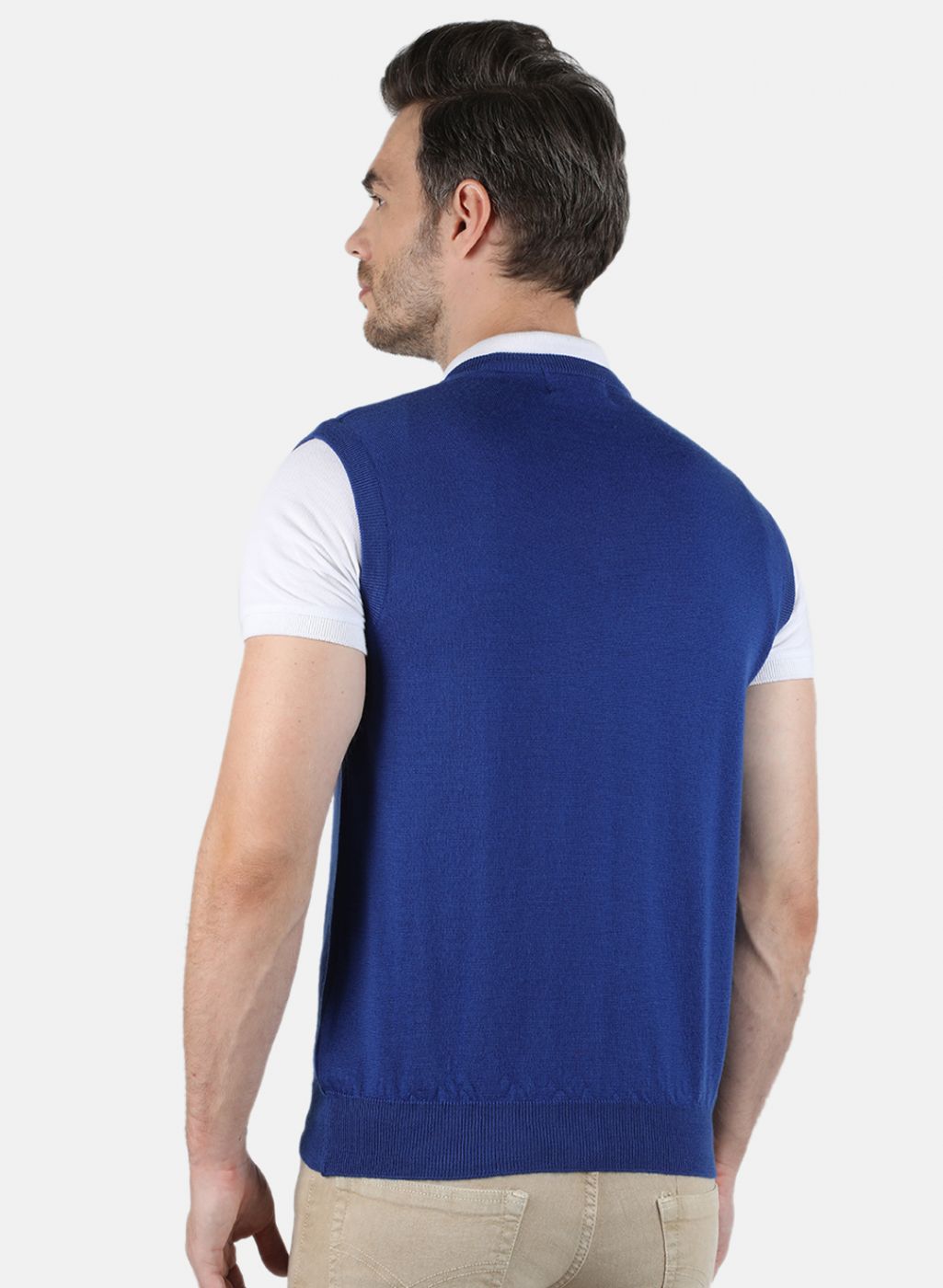 Men Blue Solid Sweater