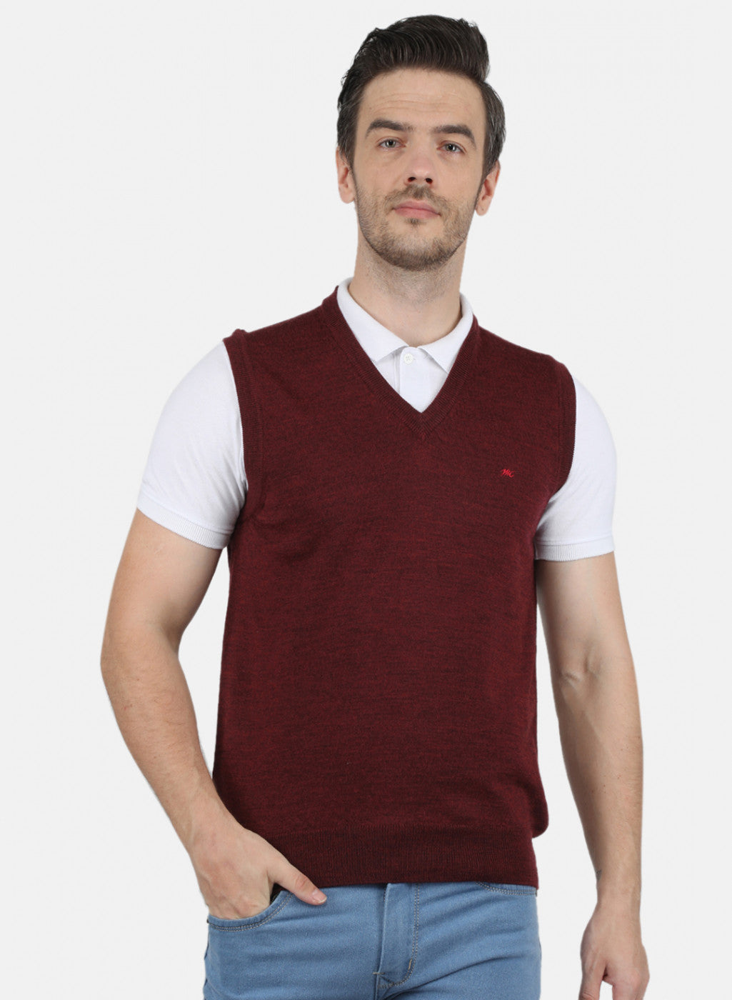 Men Purple Solid Sweater