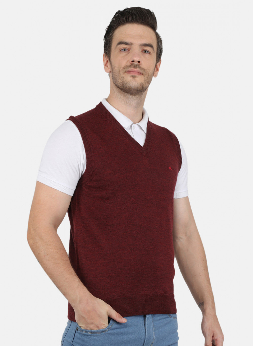 Men Purple Solid Sweater
