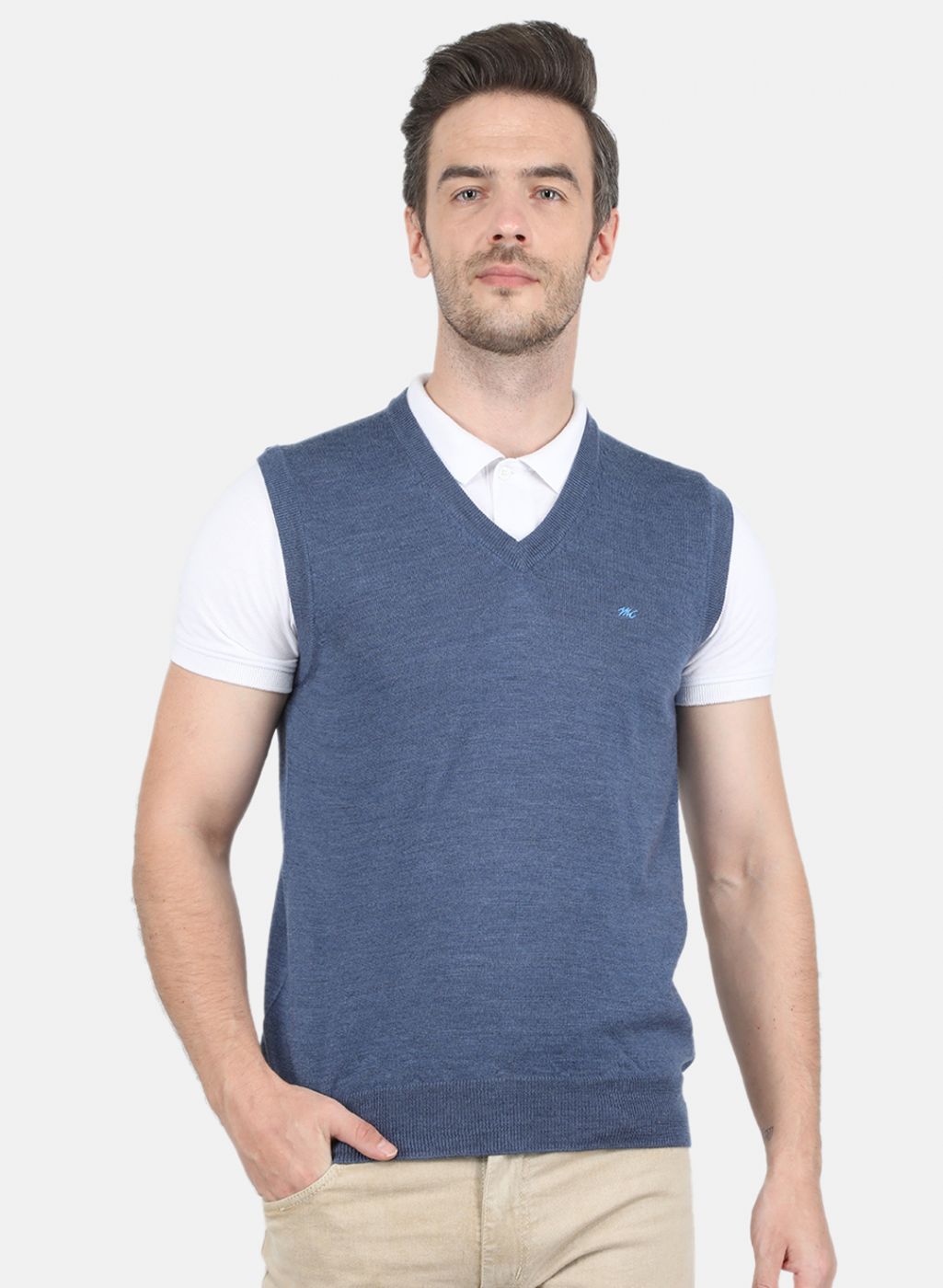 Men Grey Solid Sweater