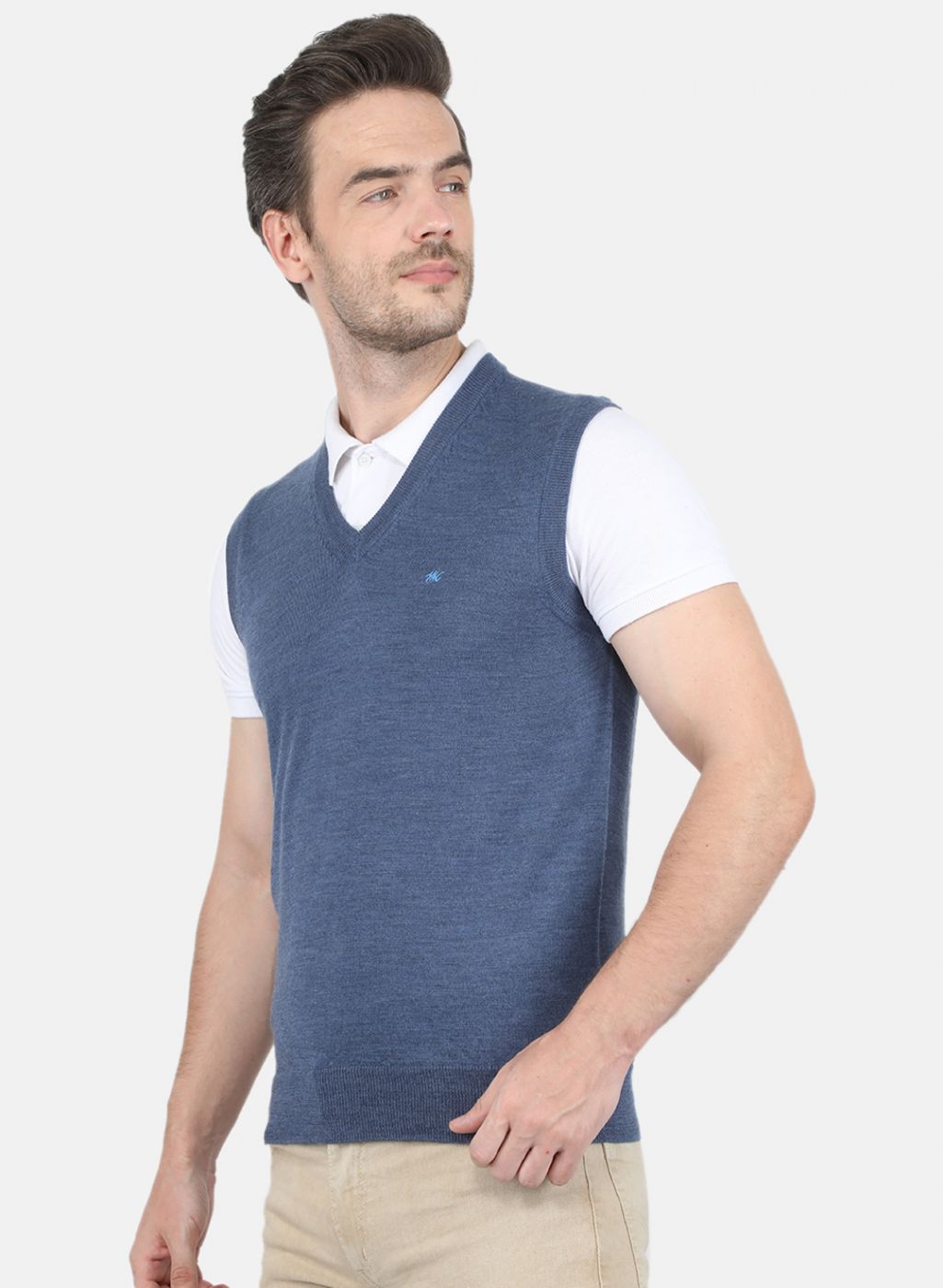 Men Grey Solid Sweater