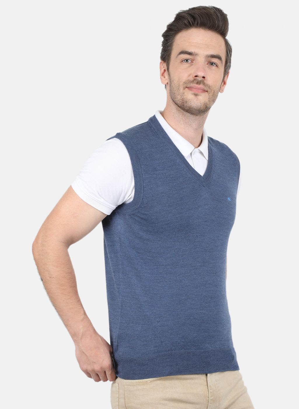 Men Grey Solid Sweater