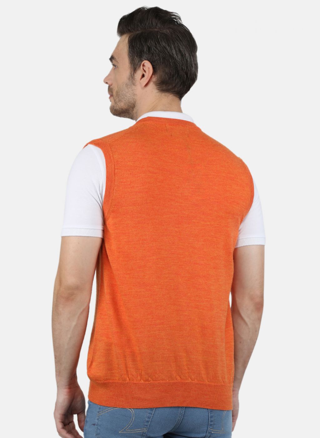 Men Orange Solid Sweater
