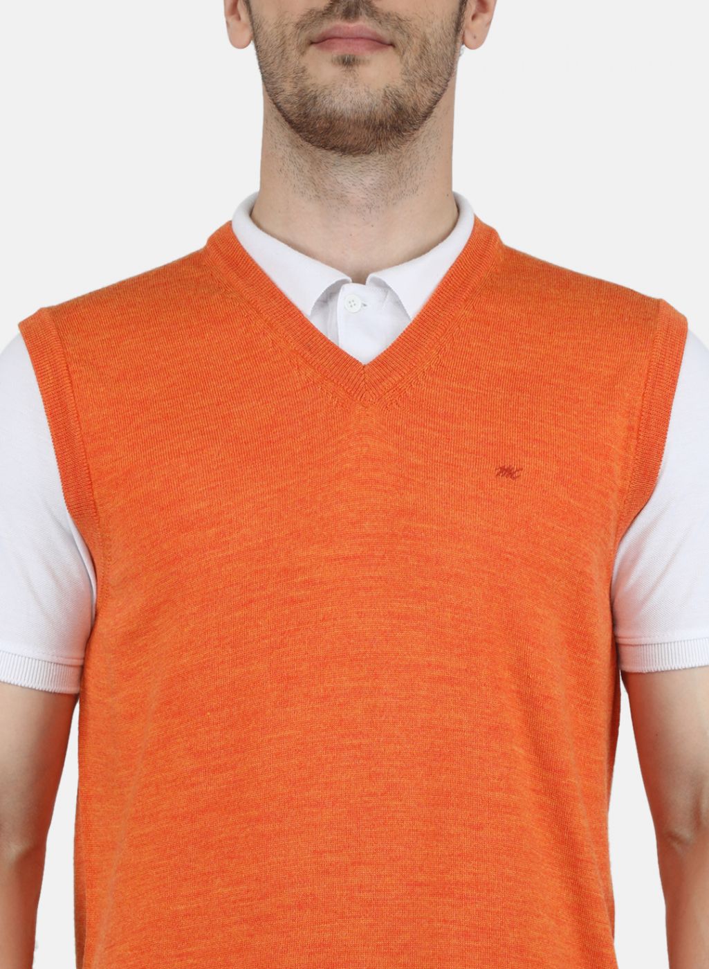 Men Orange Solid Sweater