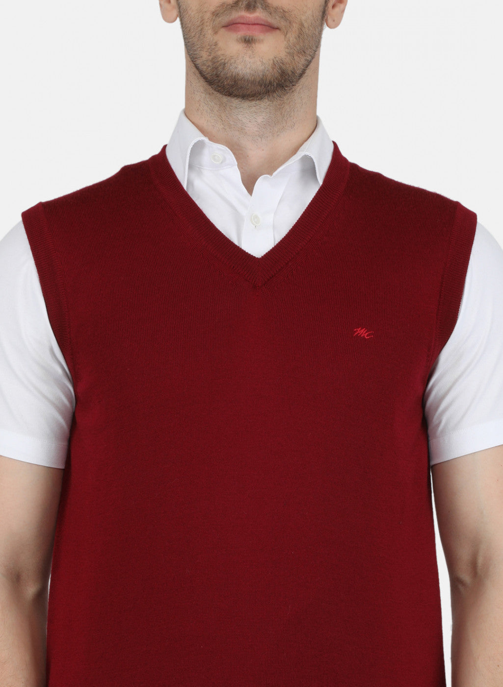 Men Maroon Solid Sweater