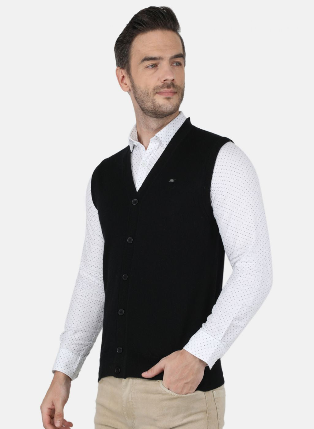 Men Black Solid Cardigan