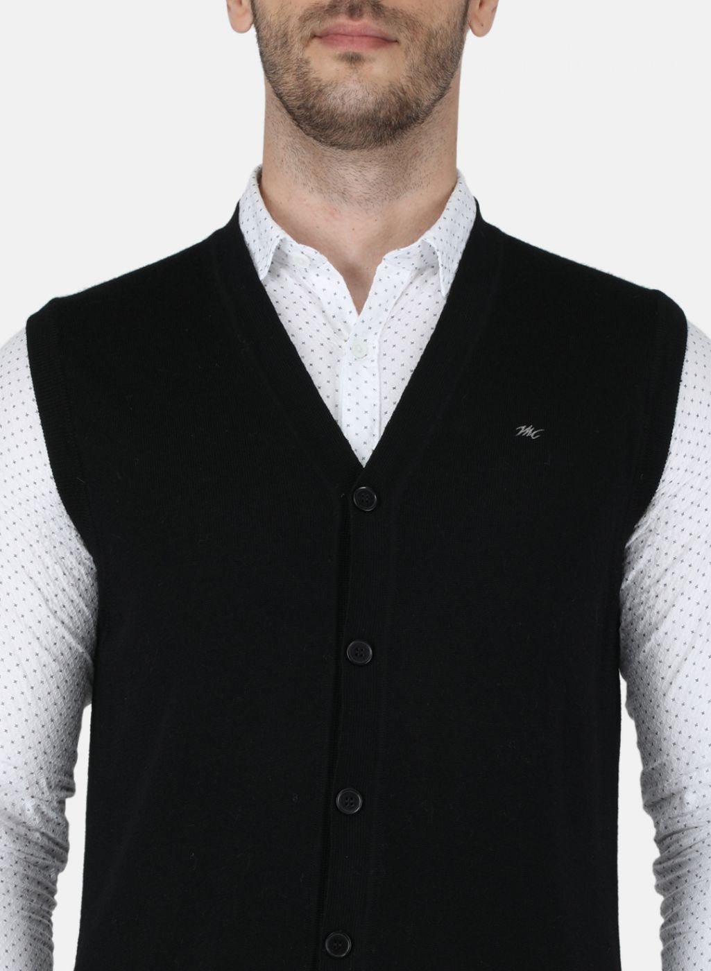 Men Black Solid Cardigan