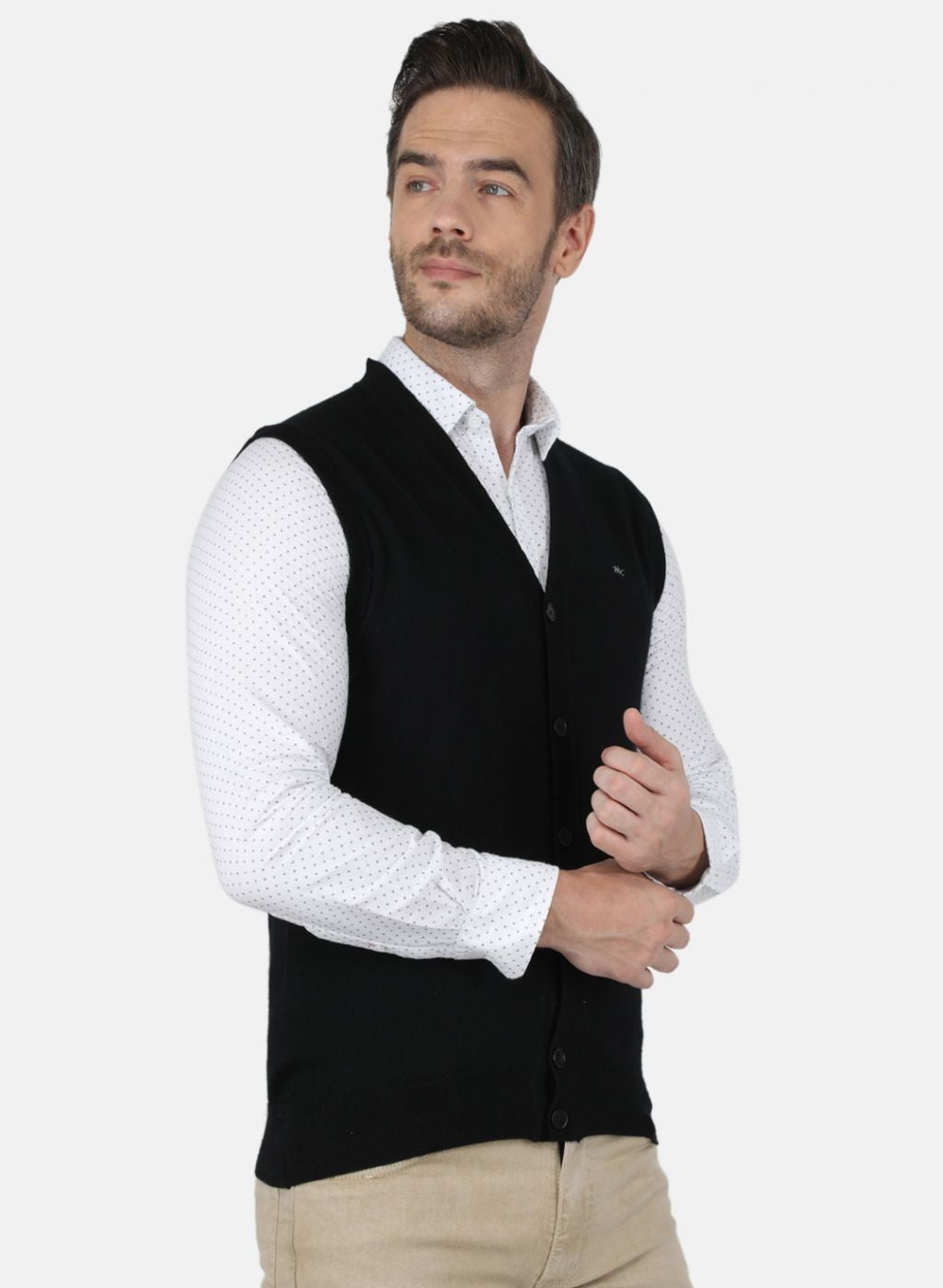 Men Black Solid Cardigan
