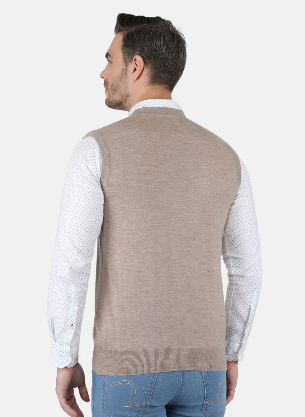 Men Beige Solid Cardigan