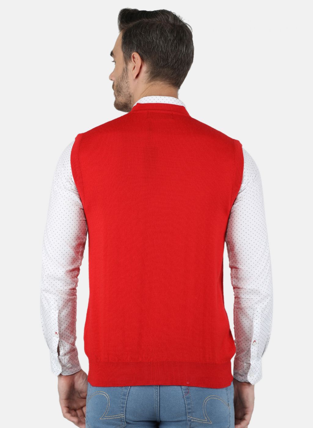 Men Red Solid Cardigan